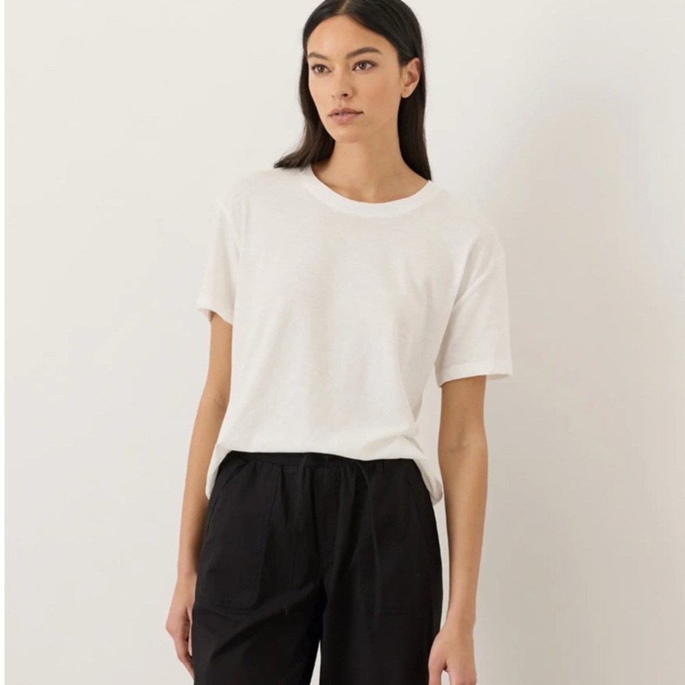 Pact Discontinued Linen Cotton Blend Cream Slub Tee XS